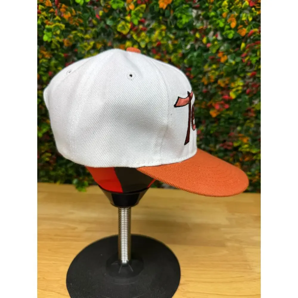 Texas Academy Fits AF Snapback Hat Cap Burnt Orange White Mens Adjustable OSFA‎